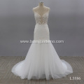 Free Shipping White Scoop Vestidos De Novia Floor Length Sleeveless Lace beaded mermaid Wedding Dresses